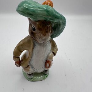 1980s Beatrix Potter Benjamin Bunny porcelain Figurine. Hat on right side